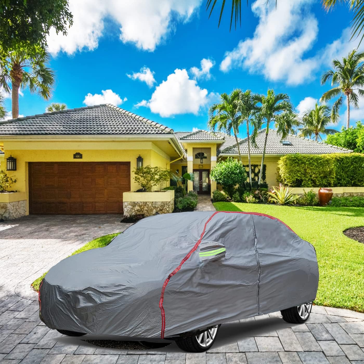 Breathable New Material, Waterproof Car Cover, Locks and Zipper Doors, Sunscreen Waterproof UV Prevention Snowproof Wind and Windproof,Suitable for Indoor Outdoor,for Sedan (Up to 181") C1