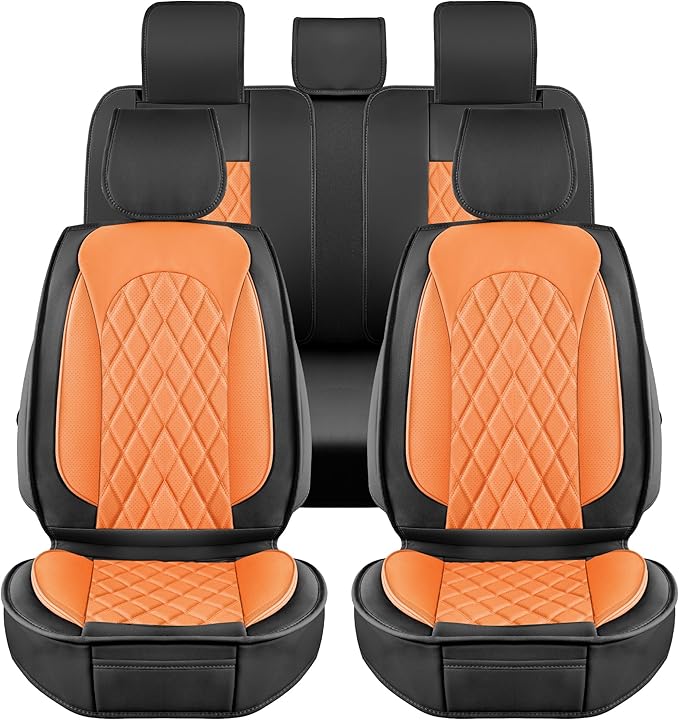 LINGVIDO Car Seat Covers Full Set (5 Seats) - Premium Perforated Nappa Leather, Waterproof Shield, Omni-Adapt Fit SUVs Sedans, Ultimate Family & Pet Protection