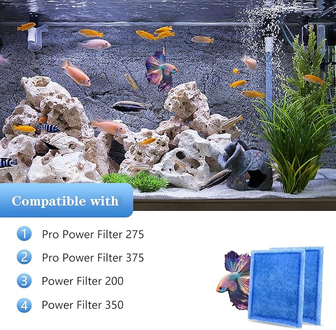 Aquarium Filter Cartridge 8 Pack Rite-Size C Filter Replacement Cartridges Compatible with PRO Power Filters 275/375 /Power Filters 200/350