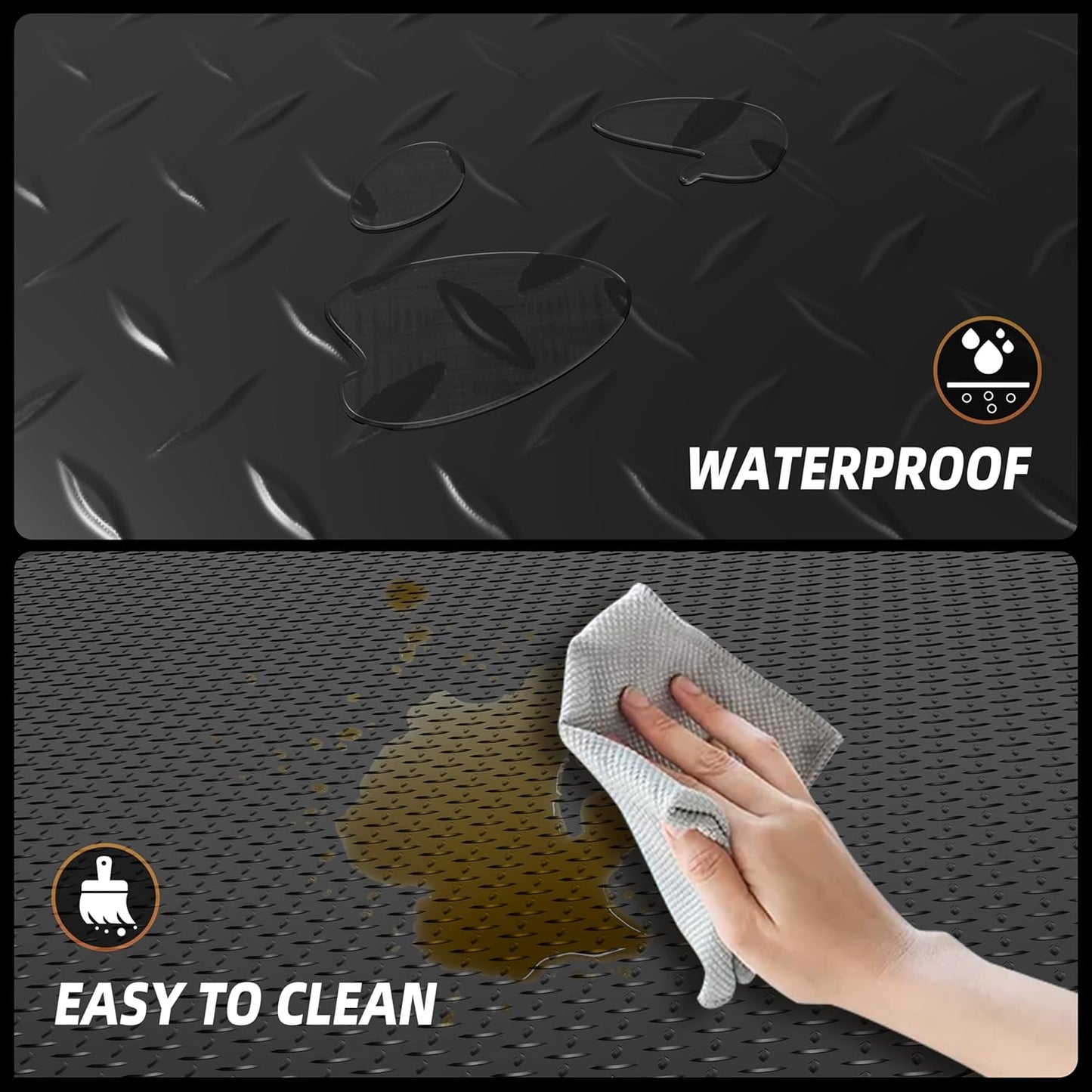 8.2 x 23 FT Garage Floor Mat, 2.8mm Thickened Diamond Plate PVC Garage Flooring Roll for Car, 188.6 SQFT Heavy Duty Vinyl Garage Floor Protector for Garage, Basement, Truck. Black