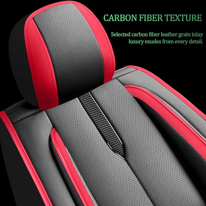Fit Elantra Car Seat Covers for Hyundai Elantra 2017-2024 2025 2026 -Upgraded Premium Waterproof & Breathable Leather,Airbag Compatible,All-Weather Seat Cushion Protector,Full Set,Black-Red