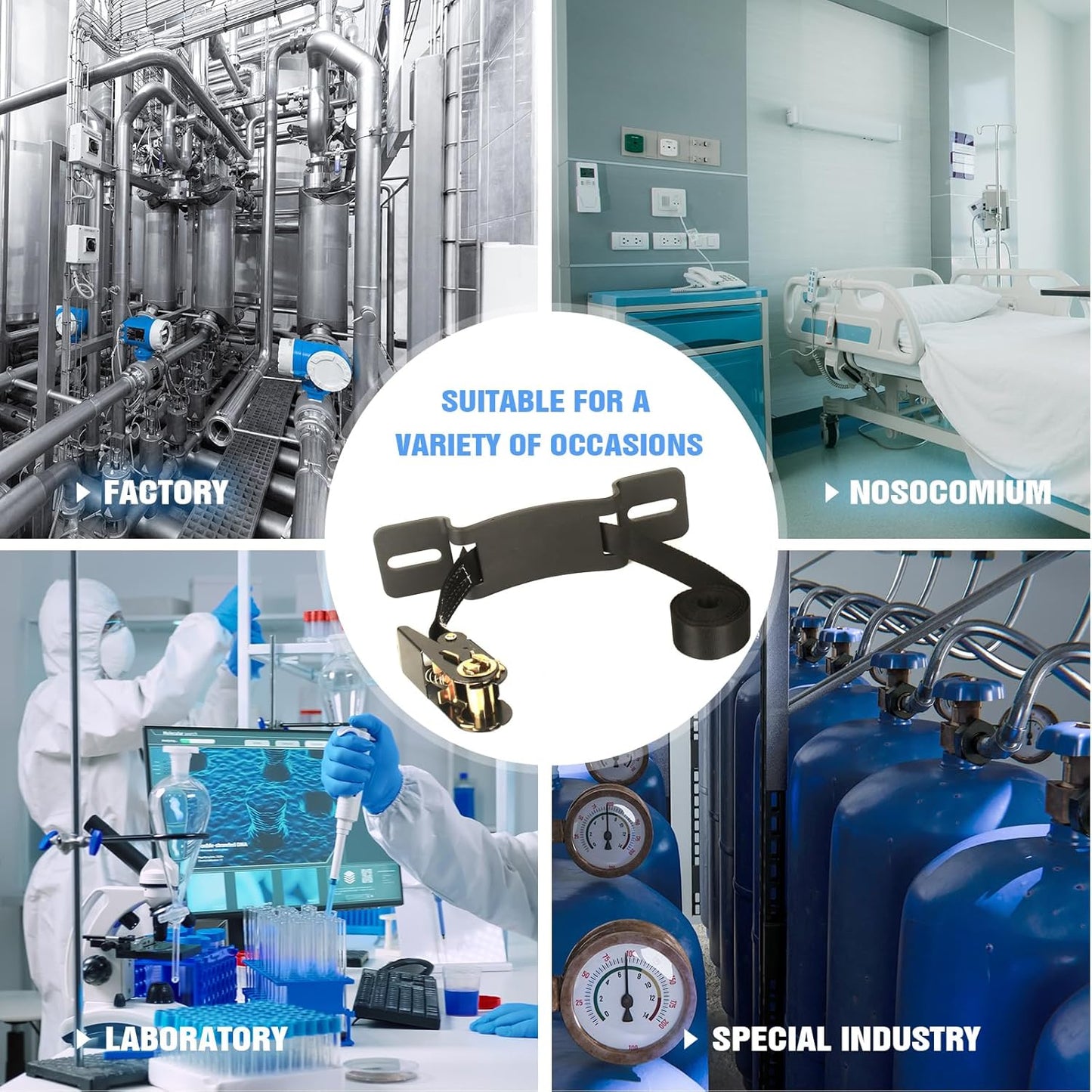 Propane Tank Holder ，Cylinder Wall Mounted Brackets, Ratchet Straps（6.6ft ）, Steel Gas Cylinder Holder, Heavy Duty Gas Cylinder Holder Wall-Mounted Bracket。 (black 2)