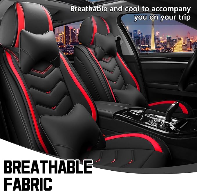 CTDS Car Seat Covers for Honda Accord 2000-2026, Stylish Sport Seat Cover, Premium Nappa Leather Car Seat Cover. Automobile Seat Covers Sets.(Luxury 2 Seats/Black Red)