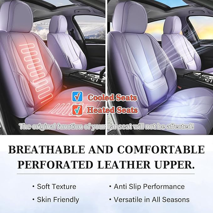 Coverado Seat Covers, Car Seat Covers Front Seats, Car Seat Cover, Car Seat Protector Waterproof, Car Seat Cushion Nappa Leather, Purple Seat Covers Carseat Cover Universal Fit for Most Cars