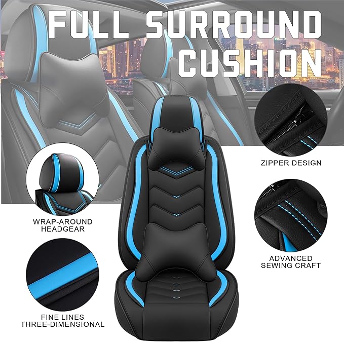 CTDS Car Seat Covers for Honda Accord 2000-2026, Stylish Sport Seat Cover, Premium Nappa Leather Car Seat Cover. Automobile Seat Covers Sets.(Luxury 5 Seats/Black Blue)