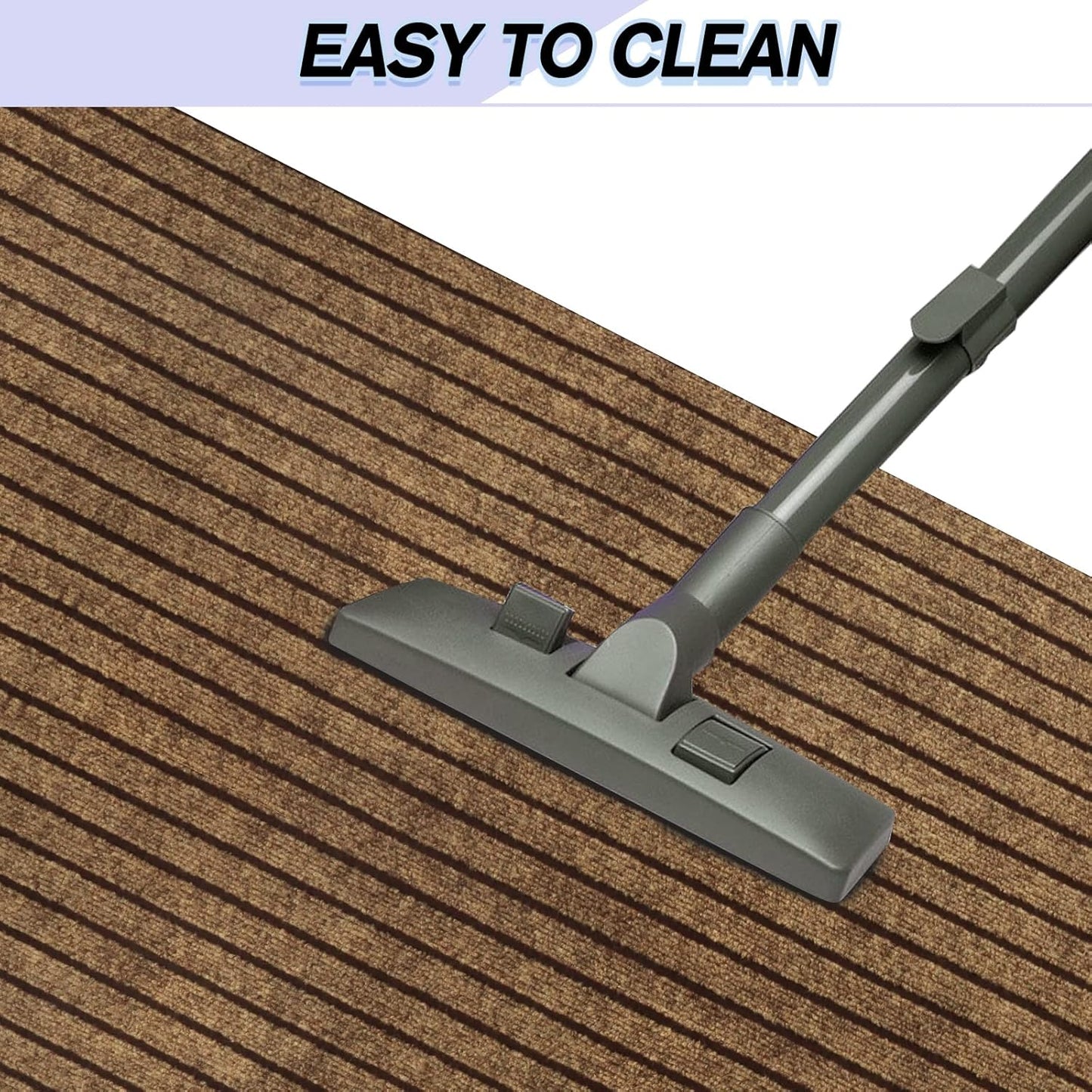 Custom Size Backed Non-Slip Area Rugs Runner, Easy Clean, Waterproof Runner Rugs for Hallway Entryway, Kitchen, Laundry, 4FT x 20FT, Brown Stripe