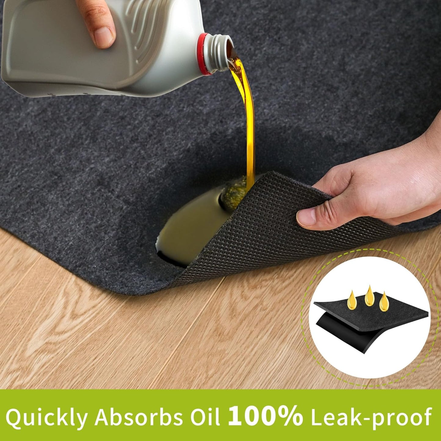 Oil Spill Mat - 96" x 48" Absorbent Oil Garage Floor Mat for Under Car - Protect Driveway from Drips, Spills, Stains, Reusable & Durable Garage Floor Protection Mat with Waterproof Backing
