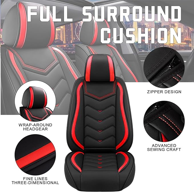 CTDS Car Seat Covers for Honda Accord 2000-2026, Stylish Sport Seat Cover, Premium Nappa Leather Car Seat Cover. Automobile Seat Covers Sets.(Standard 5 Seats/Black Red)