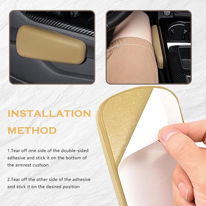 OFBAND 2PCS Elbow Pad Arm Rest, Soft Leather Arm Rest Pillow with One-Piece Molding for Comfortable Support, Universal Car Accessories, Knee Cushion, Door Armrest Pads (Beige)