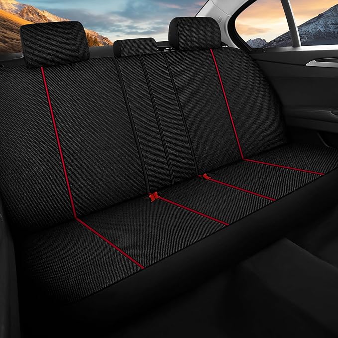 Breathable Premium Car Seat Covers Full Set，3D Air-Mesh Seat Covers for Cars，Comfortable Safety Airbag Compatible，Universal for Most Cars Sedan Truck SUV(Black/Red)