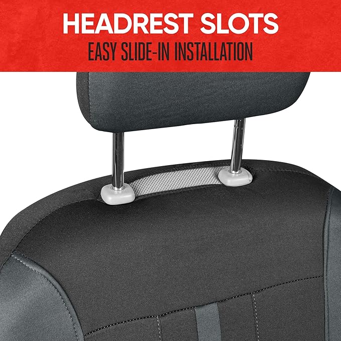 Motor Trend Black & Gray Car Seat Covers Full Set – Front Seat Covers & Rear Bench Seat Cover – Airbag Compatible, 60/40 Split Bench for Smaller Trucks, Cars & SUVs – Automotive Interior Accessories
