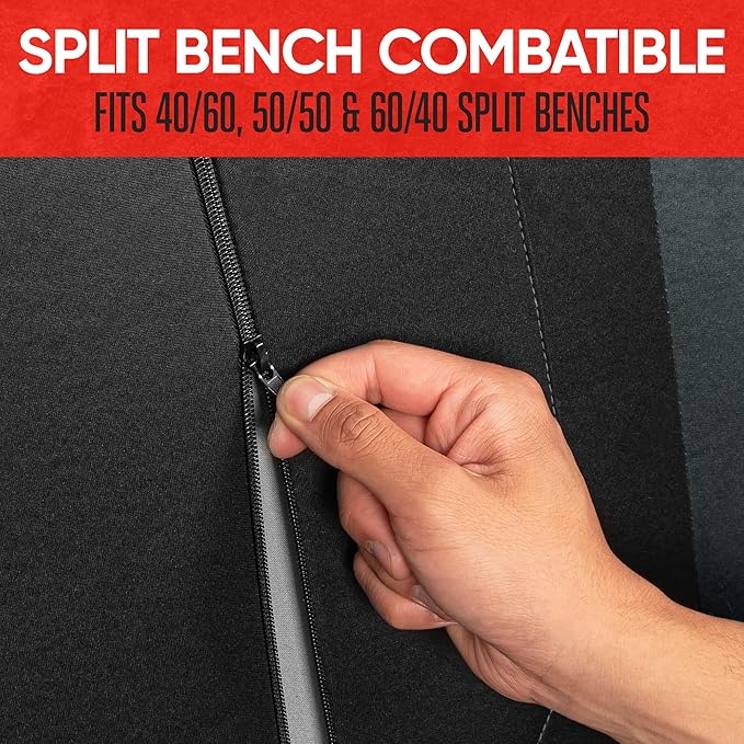 Motor Trend Black & Gray Car Seat Covers Full Set – Front Seat Covers & Rear Bench Seat Cover – Airbag Compatible, 60/40 Split Bench for Smaller Trucks, Cars & SUVs – Automotive Interior Accessories