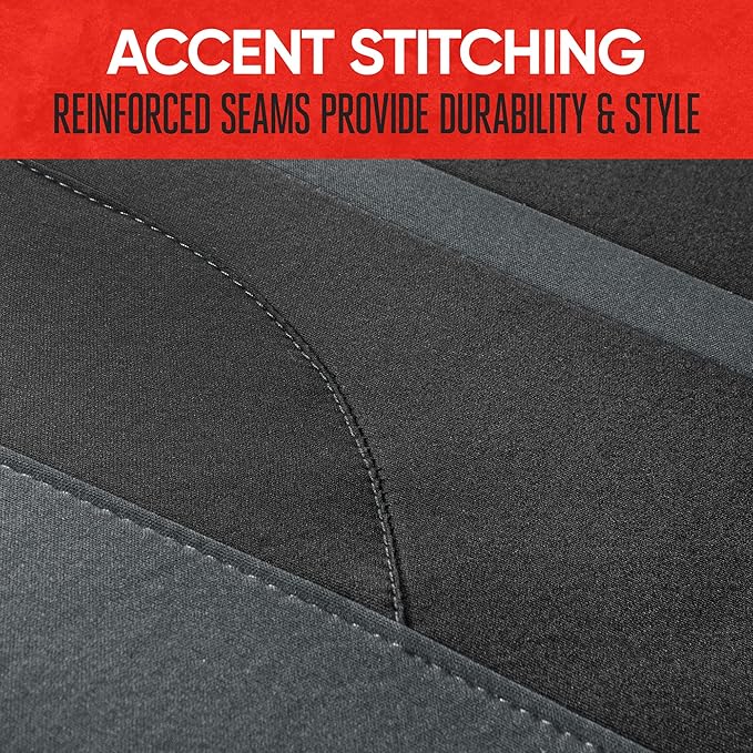 Motor Trend Black & Gray Car Seat Covers Full Set – Front Seat Covers & Rear Bench Seat Cover – Airbag Compatible, 60/40 Split Bench for Smaller Trucks, Cars & SUVs – Automotive Interior Accessories