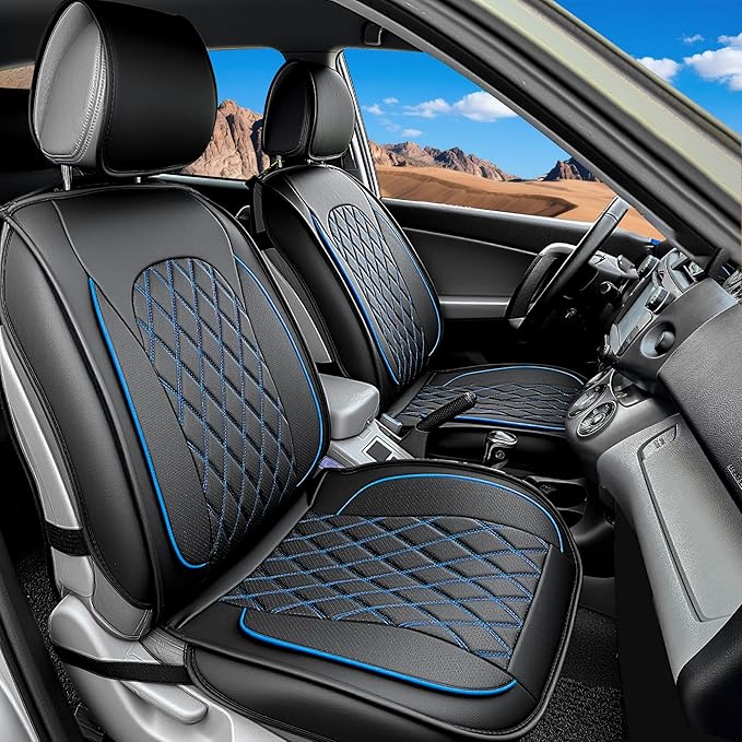 LINGVIDO Car Seat Covers Full Set (5 Seats) - Premium Perforated Nappa Leather, Waterproof Shield, Omni-Adapt Fit SUVs Sedans, Ultimate Family & Pet Protection
