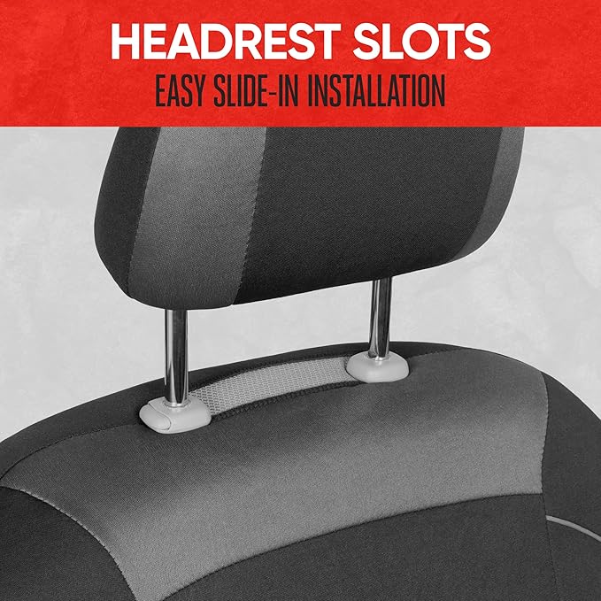Motor Trend Black Cloth Car Seat Covers for Front Seats – Premium Automotive Bucket Seat Covers, Made for Vehicles with Removable Headrests, Interior Covers for Car Truck Van SUV Seat Protector