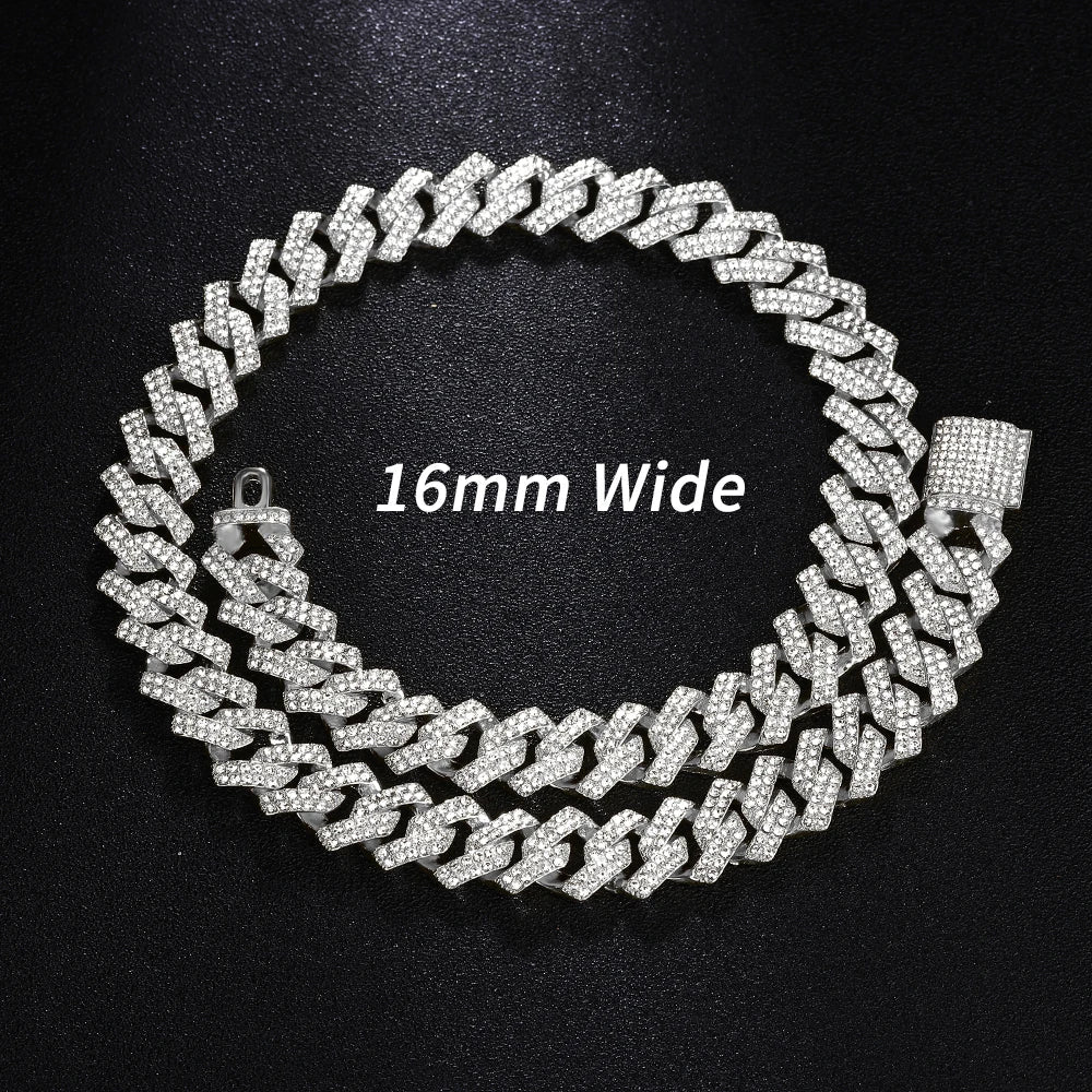 Gold Cuban Chain Watch Set