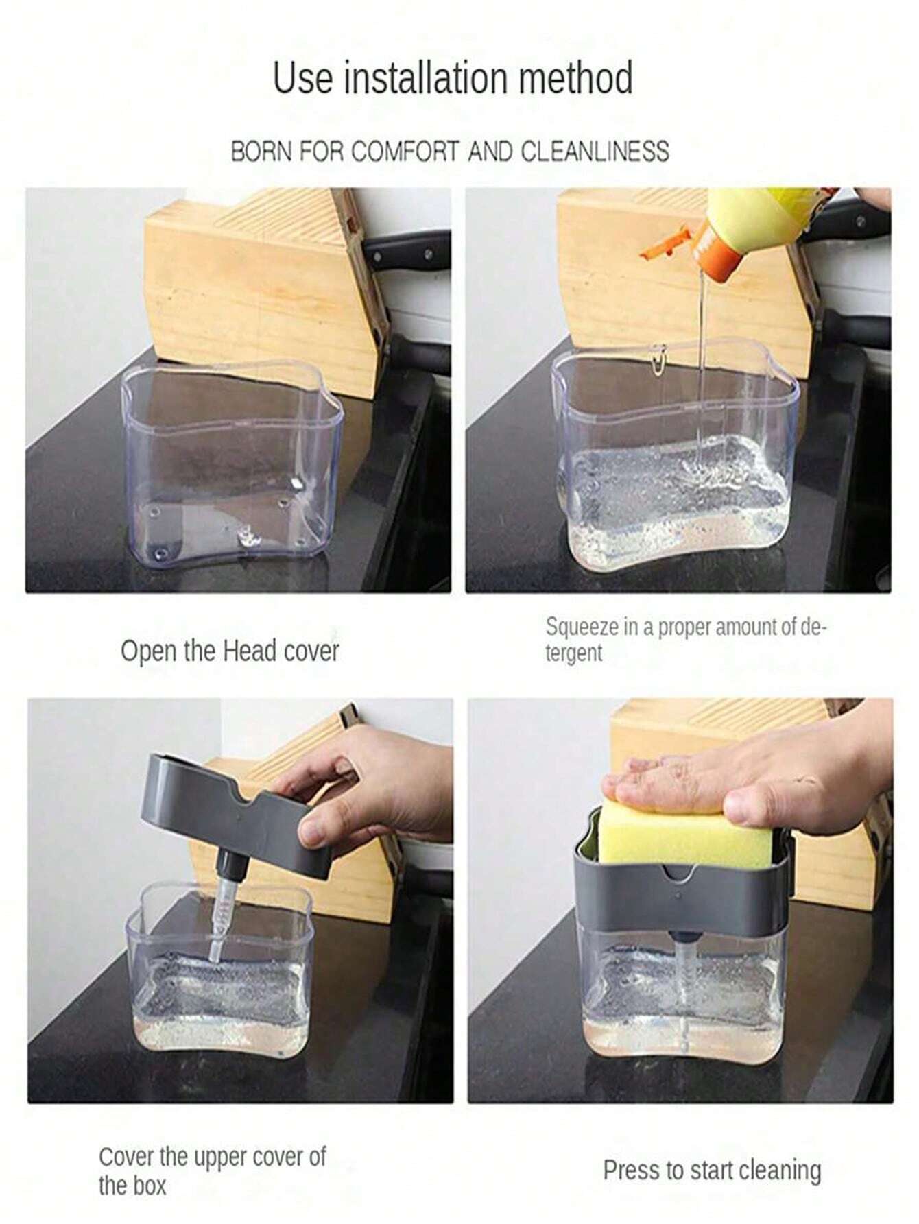 Press-Type Soap Dispenser with Scrubber