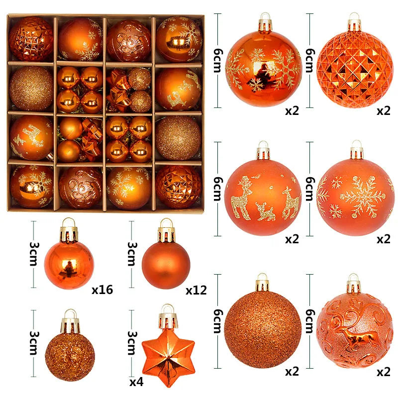 44pcs Christmas Ball Ornaments Set