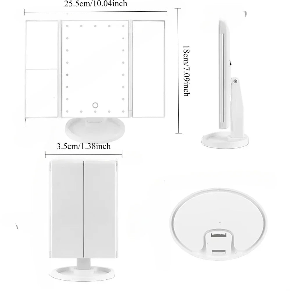 Trifold LED Makeup Mirror with Magnification