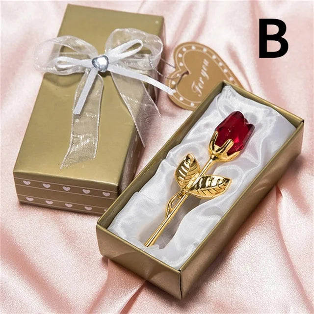 Crystal Glass Rose Figurine