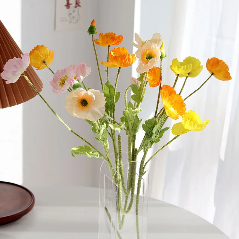 Silk Poppy Flower Branch