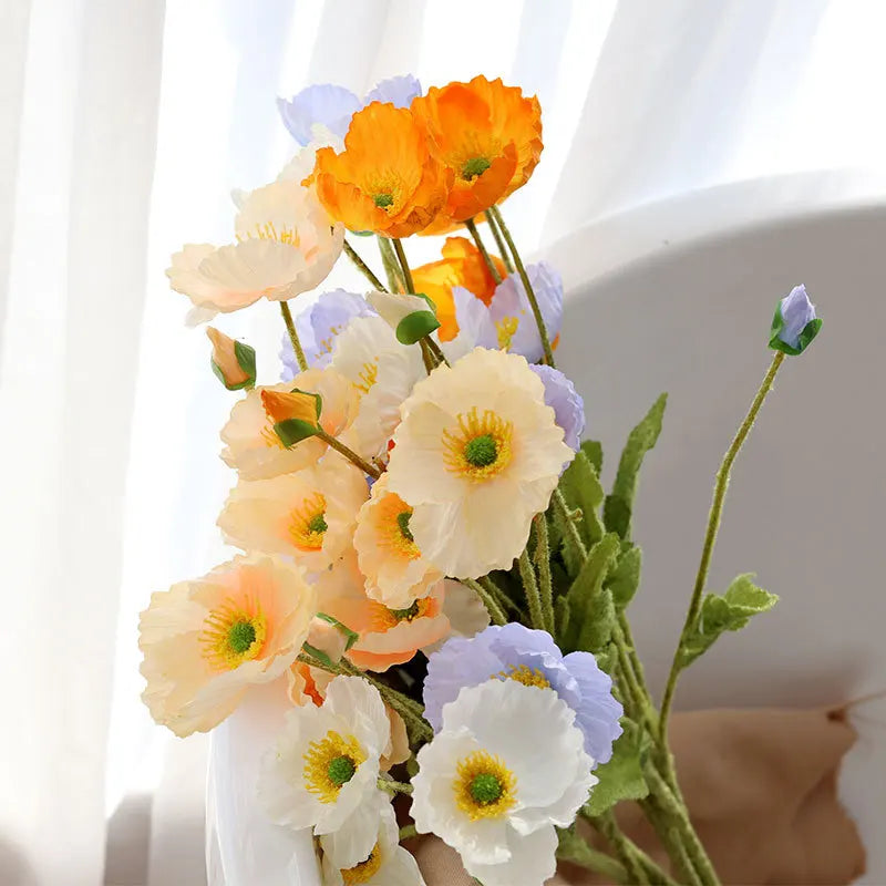 Silk Poppy Flower Branch
