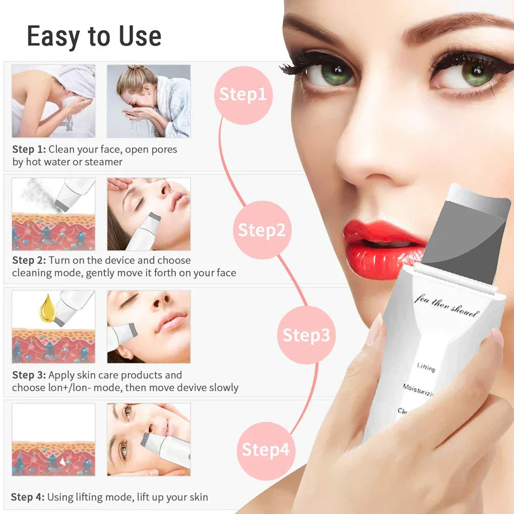 Ultrasonic Skin Scrubber Facial Spatula