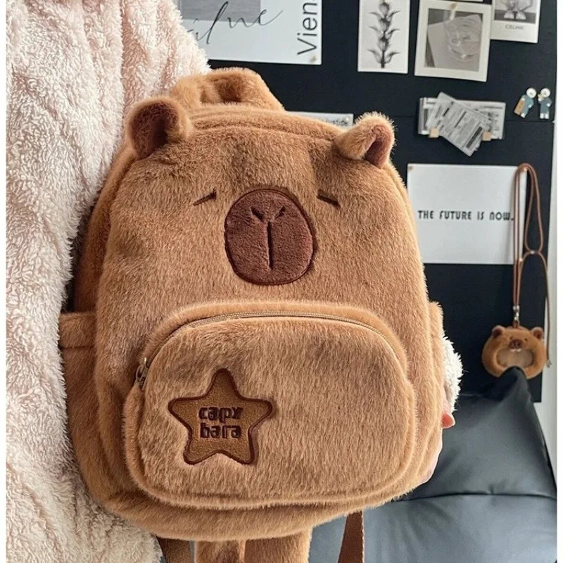 Kawaii Capybara Plush Shoulder Backpack