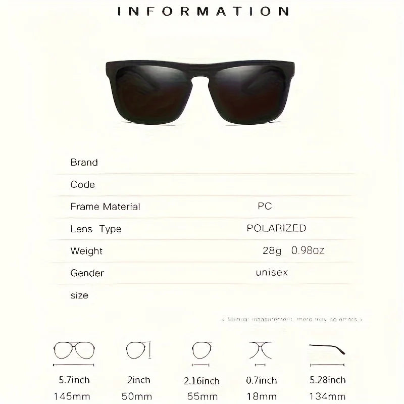 Square Polarized Anti Glare Sunglasses