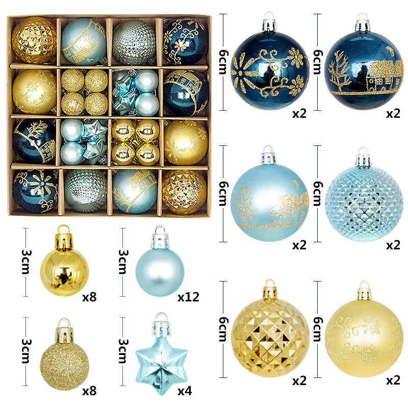 44pcs Christmas Ball Ornaments Set
