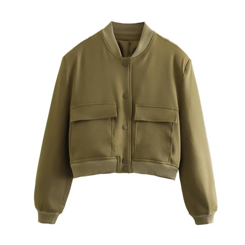 MUJER 2025 Cropped Bomber Jacket