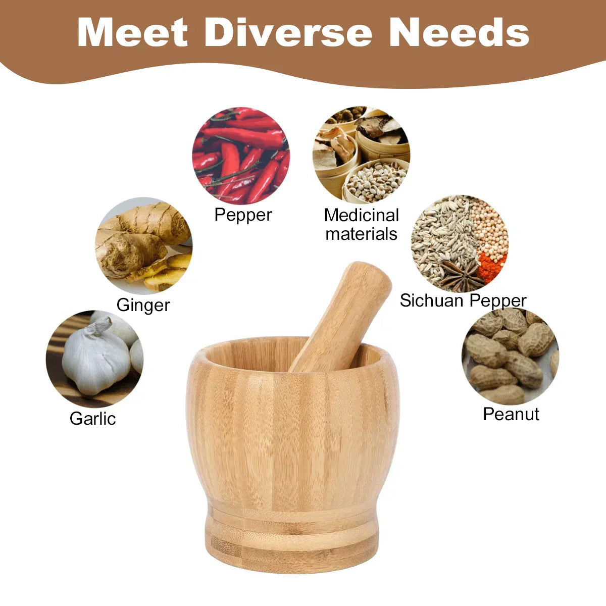 Leeseph Bamboo Mortar Set