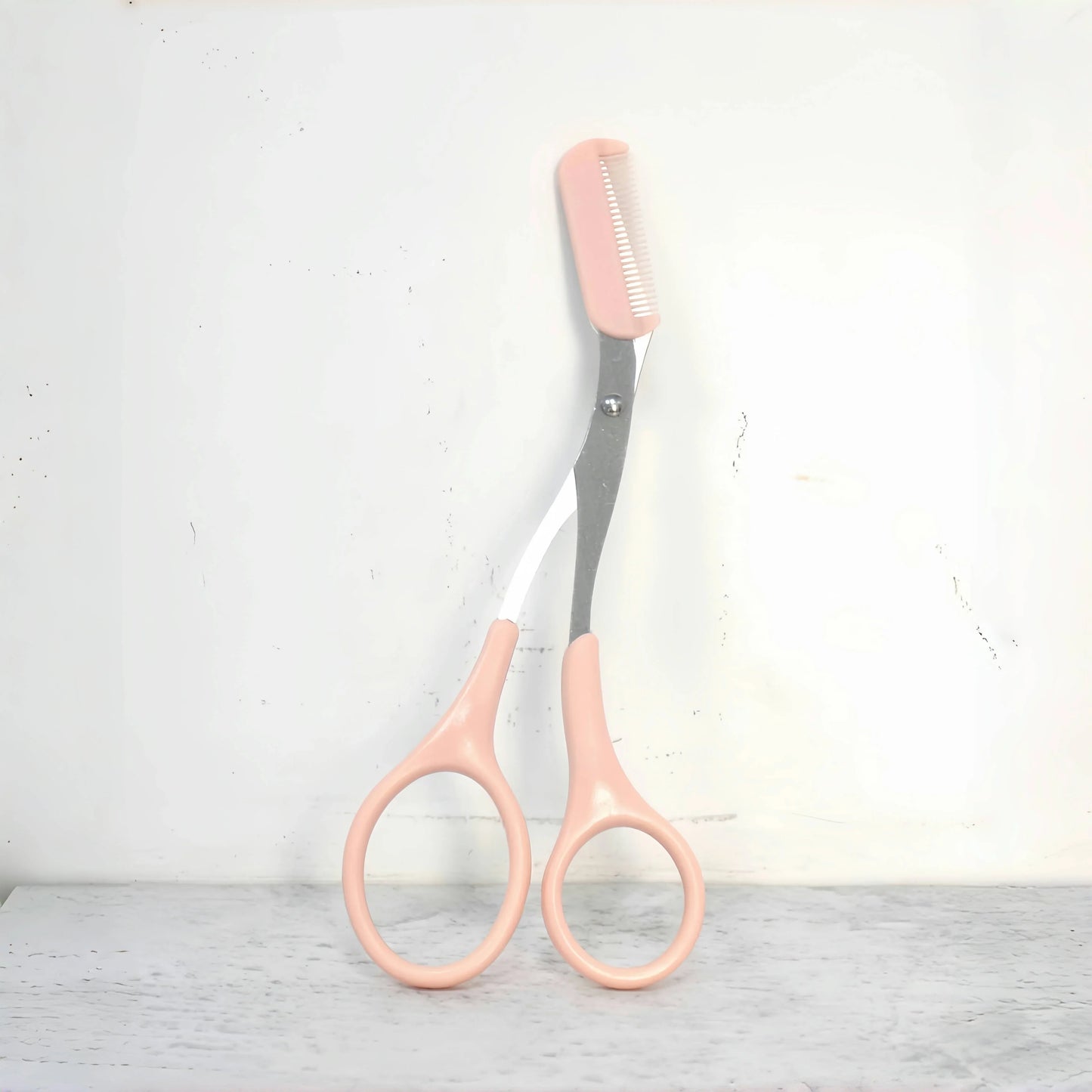 Pink Eyebrow Trimming Scissors Comb