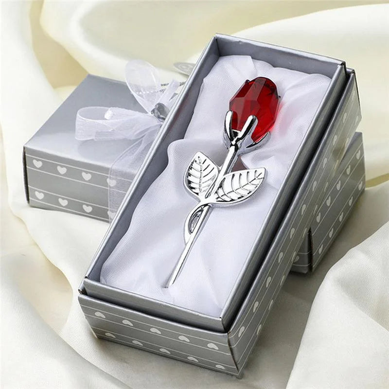 Crystal Glass Rose Figurine