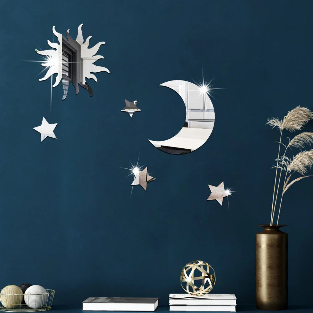 Star Moon Wall Mirror Stickers