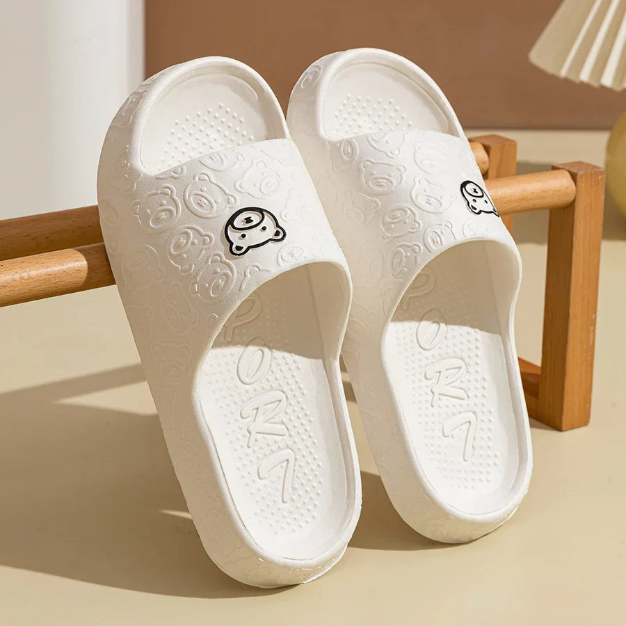 Summer Bear Print Slippers