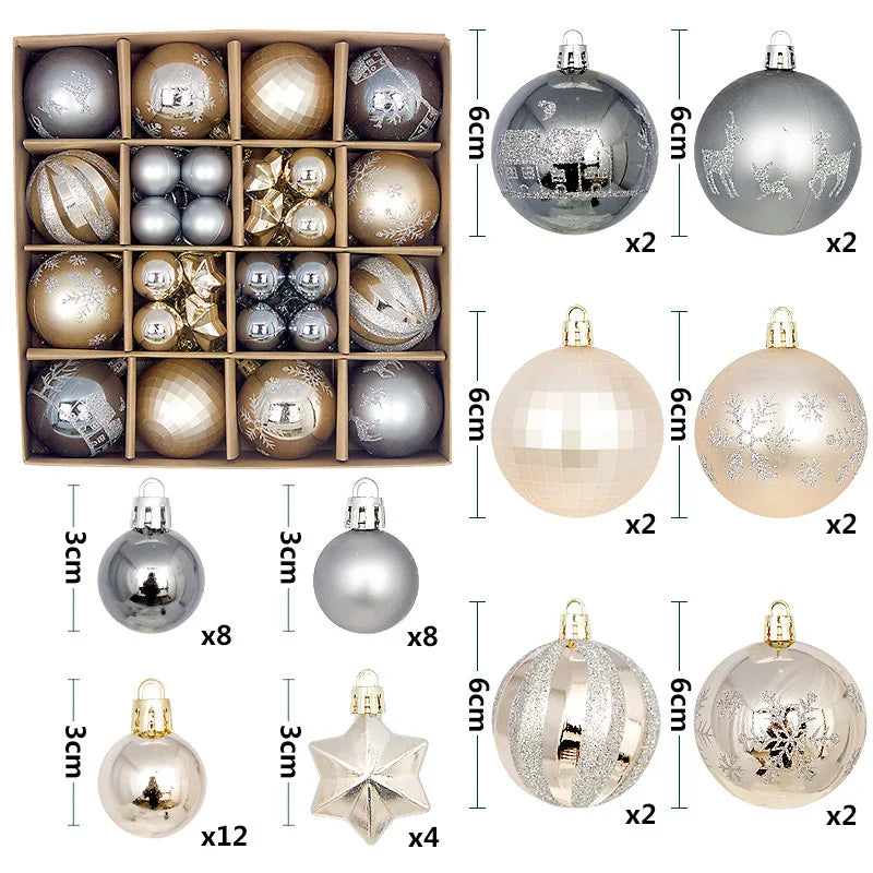 44pcs Christmas Ball Ornaments Set