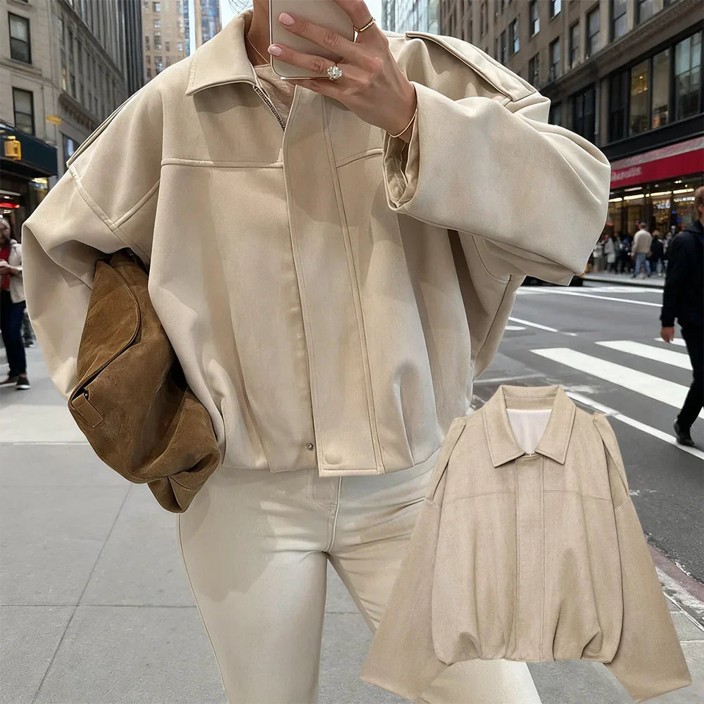 Martini Green Oversized Bomber Jacket